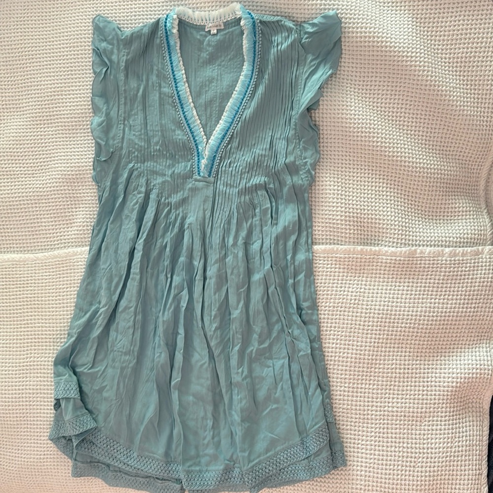 NWOT Poupette St. Barth Blue Dress with White Trim